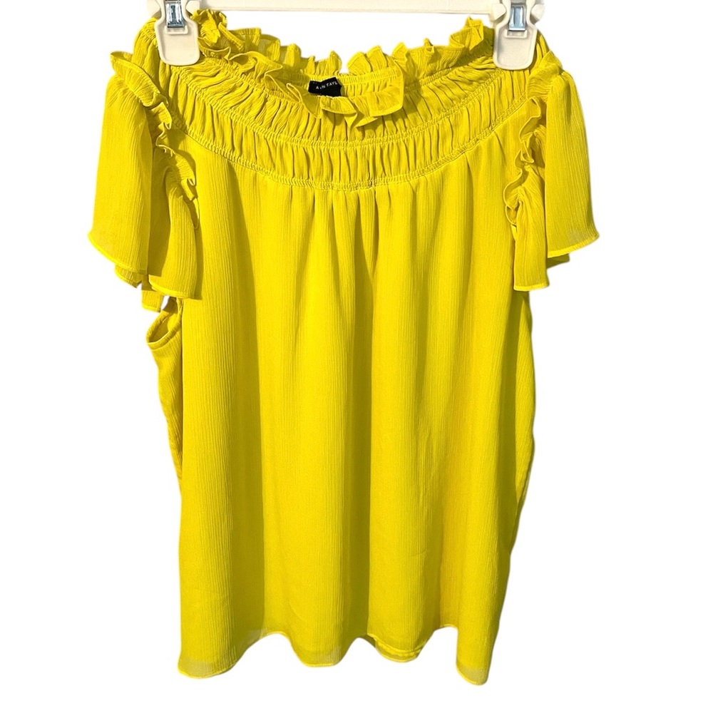Yellow Ruffled Off-Shoulder Top - Picture 2 of 9